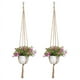 thumbnail image 4 of Colgador de macramé para plantas, cuerda hecha a mano con llavero de acero inoxidable para colgar fácilmente, decoración de interior y exterior de estilo rústico de yute natural (2 piezas), 4 of 5