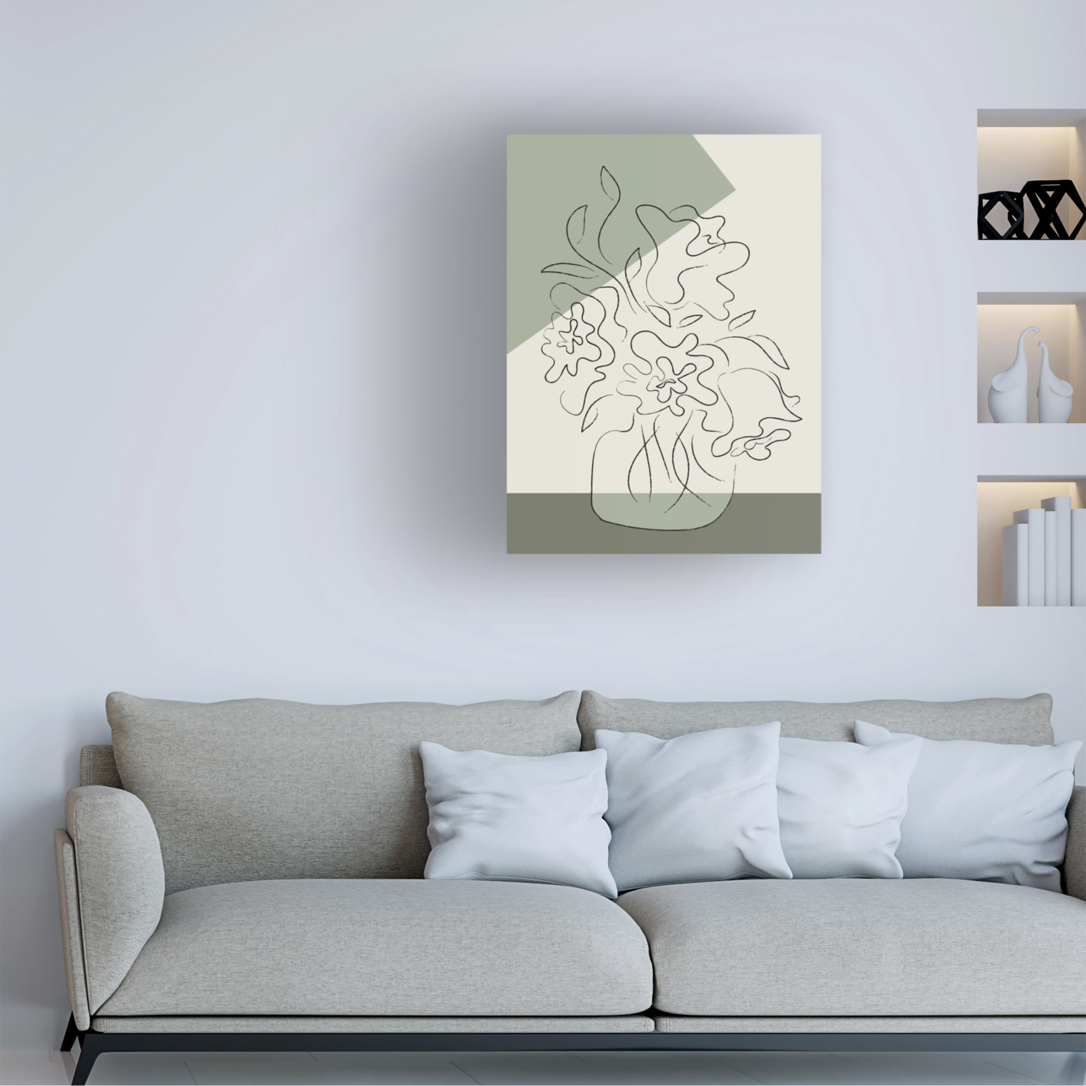 Canvas Wall Art - Pictufy Studio II 'Flower Green' Wall Art for Living Room, Bedroom, or Office Décor by Trademark Fine Art - 24 x 32 Inches