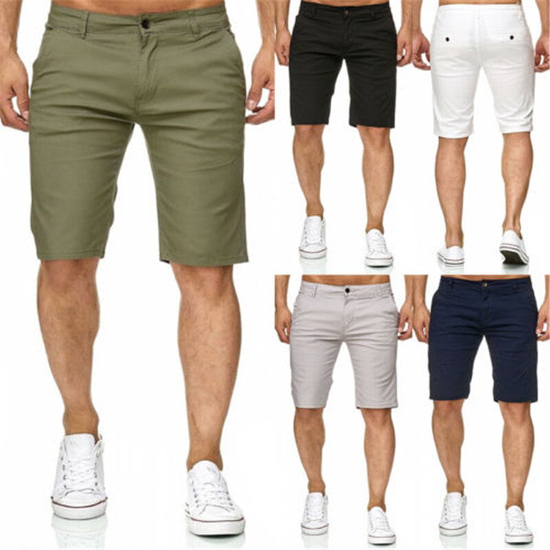 Men Cotton Shorts Half Suit Pants Casual Trousers Slim Beachwear Oversized Solid
