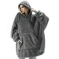 thumbnail image 3 of Oversized Blanket Hoodie Sweatshirt, Wearable Lounging Pullover for Adults Women Men Dark Gray One size, 3 of 8