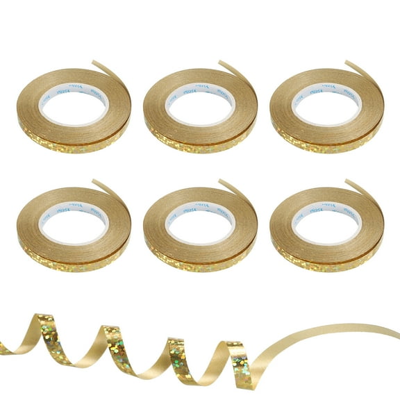 Curling Ribbon Crimped Balloon String 3/16" 11 Yards 6 Roll for Party Decoration Gift Gold