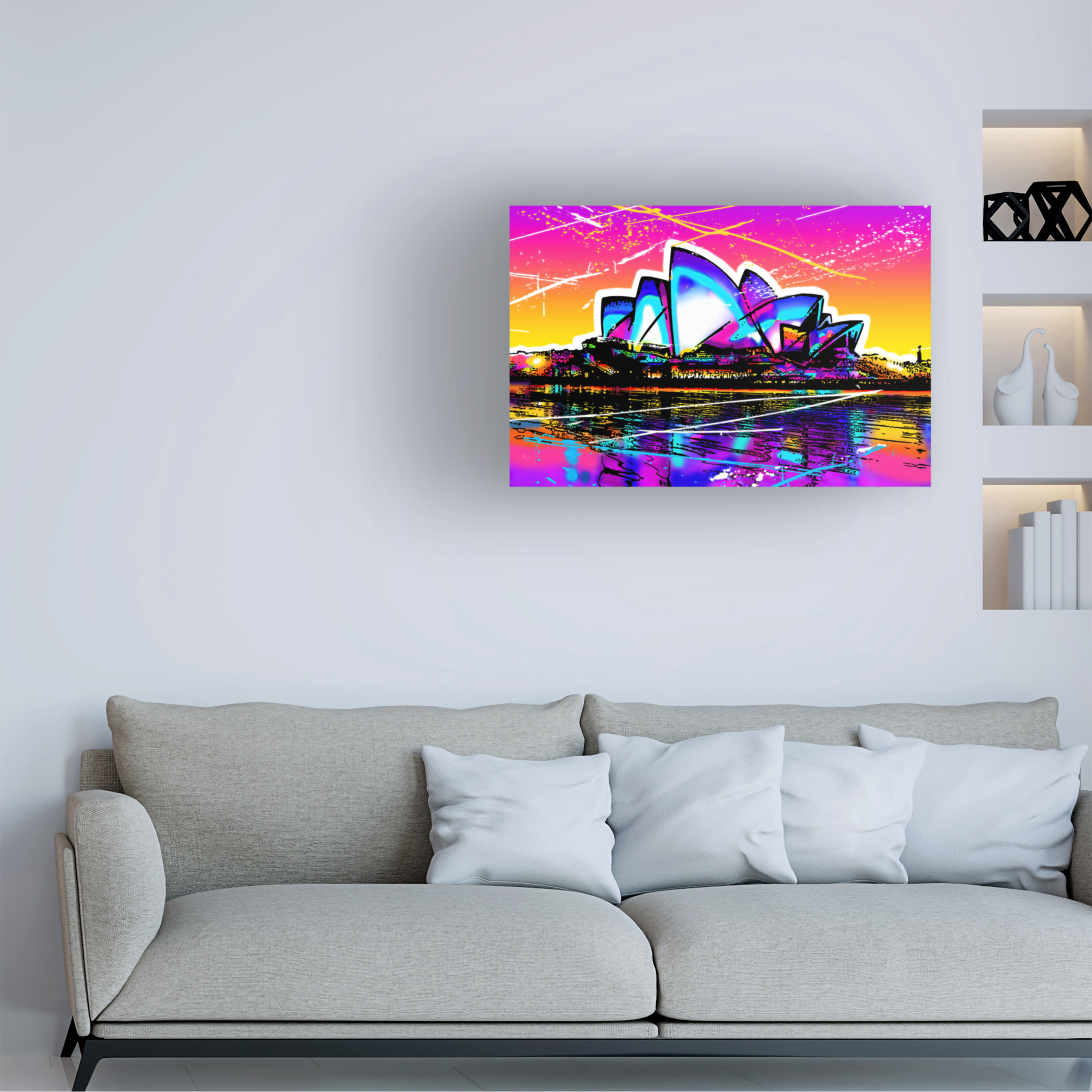 Canvas Wall Art - Ray Heere 'Colorful Cityview Sidney Opera House' Wall Art for Living Room, Bedroom, or Office DÃ©cor by Trademark Fine Art - 47 x 30 Inches