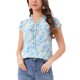 thumbnail image 1 of INSPIRAR CHIC Blusa Floral de Día de San Valentín para Mujeres con Mangas Cortas de Chifón Casual con Volantes L Azul Cielo, 1 of 6