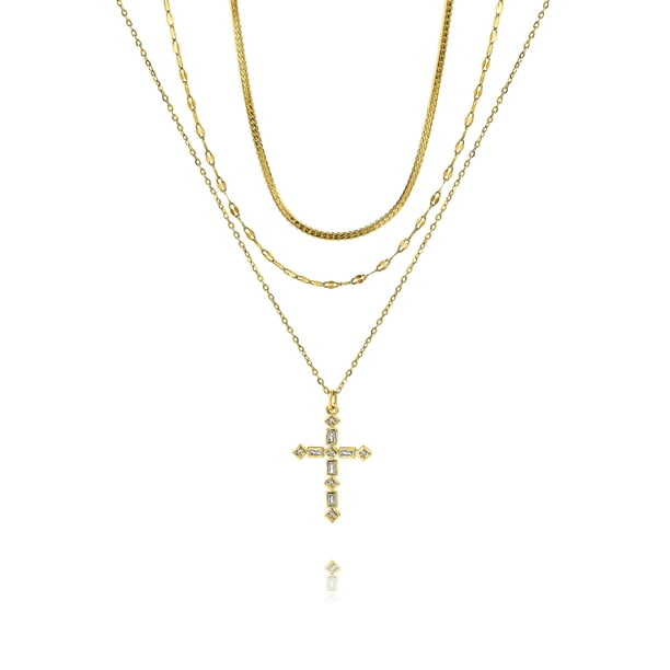 Collares Surtidos de oro amarillo JeenMata con colgante de cruz