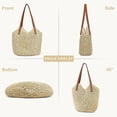 thumbnail image 5 of Straw Bag for Women Summer Beach Bag Soft Woven Tote Bag Large Rattan Shoulder Bag for Vacation - Beige, 5 of 7