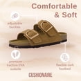 thumbnail image 3 of Cushionaire Legacy Cork Footbed Leather Sandals for Women – Genuine Leather Double Strap Slides with Adjustable Buckles + Memory Foam, 3 of 15