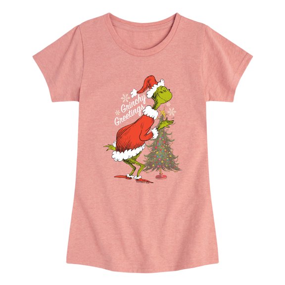 The Grinch - Grinchy Greetings - Youth Girls Fitted Short Sleeve T-Shirt