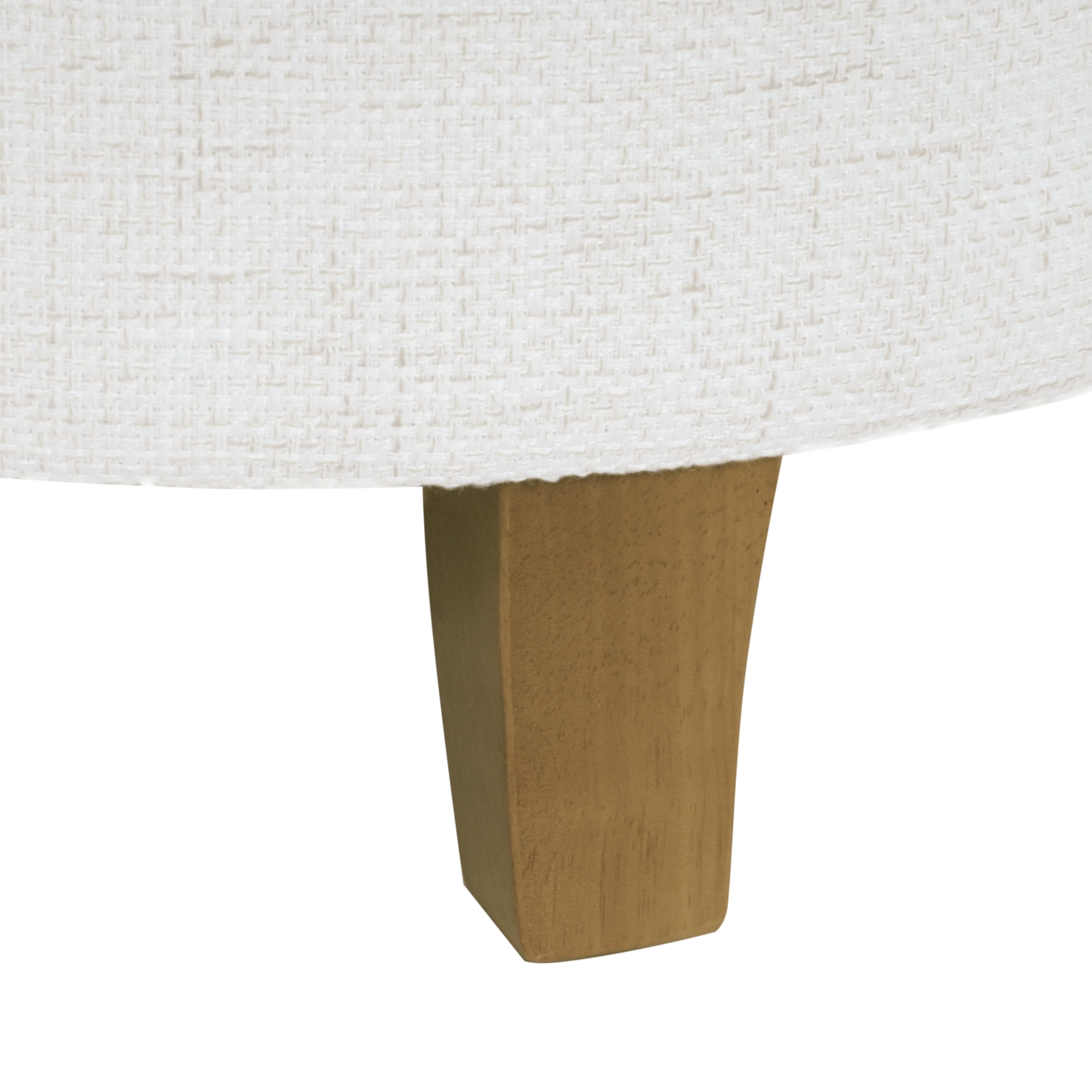 HomePop Small Round Button Tufted Storage Ottoman, Cream