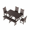 thumbnail image 3 of WestinTrends Malibu 6 Piece Outdoor Dining Set with Bench, All Weather Poly Lumber Patio Table and Chairs Set, 71" Trestle Dining Table with Umbrella Hole, 5 Patio Chairs with Bench, Dark Brown, 3 of 8