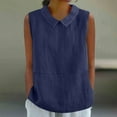 thumbnail image 2 of Atogsazn Women's Summer Linen Tank Tops Casual Loose Sleevelees Pullover Shirts Lightweight Blouse Outfit Clothes Navy M, 2 of 5