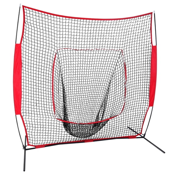 XiHuaZhaoChen Baseball Softball Practice Net Portable Hitting Pitching Net with Bow Frame and Carry Bag, Baseball Equipment Great for All Skill Levels,Ultimate Training Net,7'×7'