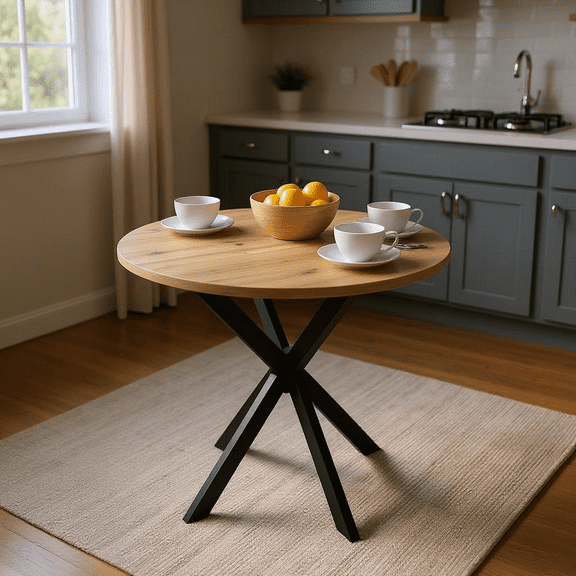 Homy Casa 31.5" Round Dining Table for Small Space Kitchen & Cozy Apartment Dining Area, Brown