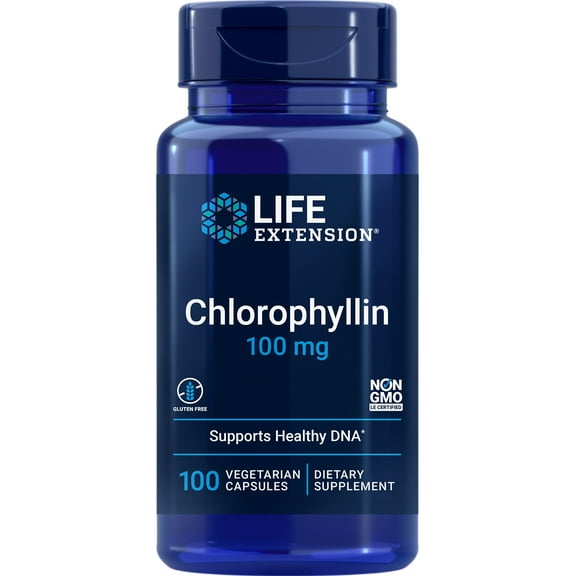 Life Extension Chlorophyllin, antioxidant & DNA health support, gluten-free, non-GMO, vegetarian, 100 vegetarian capsules