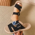 thumbnail image 4 of Women's Flats,Comfortable Sandals for Women,Summer Shoes,Summer Sandals for Women,Flat Sandals for Women,Women's Fashion Plus-Size Flat Sandals With Buckles,Black,6, 4 of 6