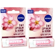 2 Pack - Nivea 2in1 Lip Balm & Scrub Super Soft Lips, Rosehip Oil + Vitamin E, 0.17 oz (4.8 g)