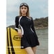thumbnail image 3 of Traje de baño para mujer, que cubre el vientre, adelgazante, de manga larga, protector solar, falda, conservador, para estudiantes, aguas termales, traje de baño de talla grande para gorditas, 3 of 5