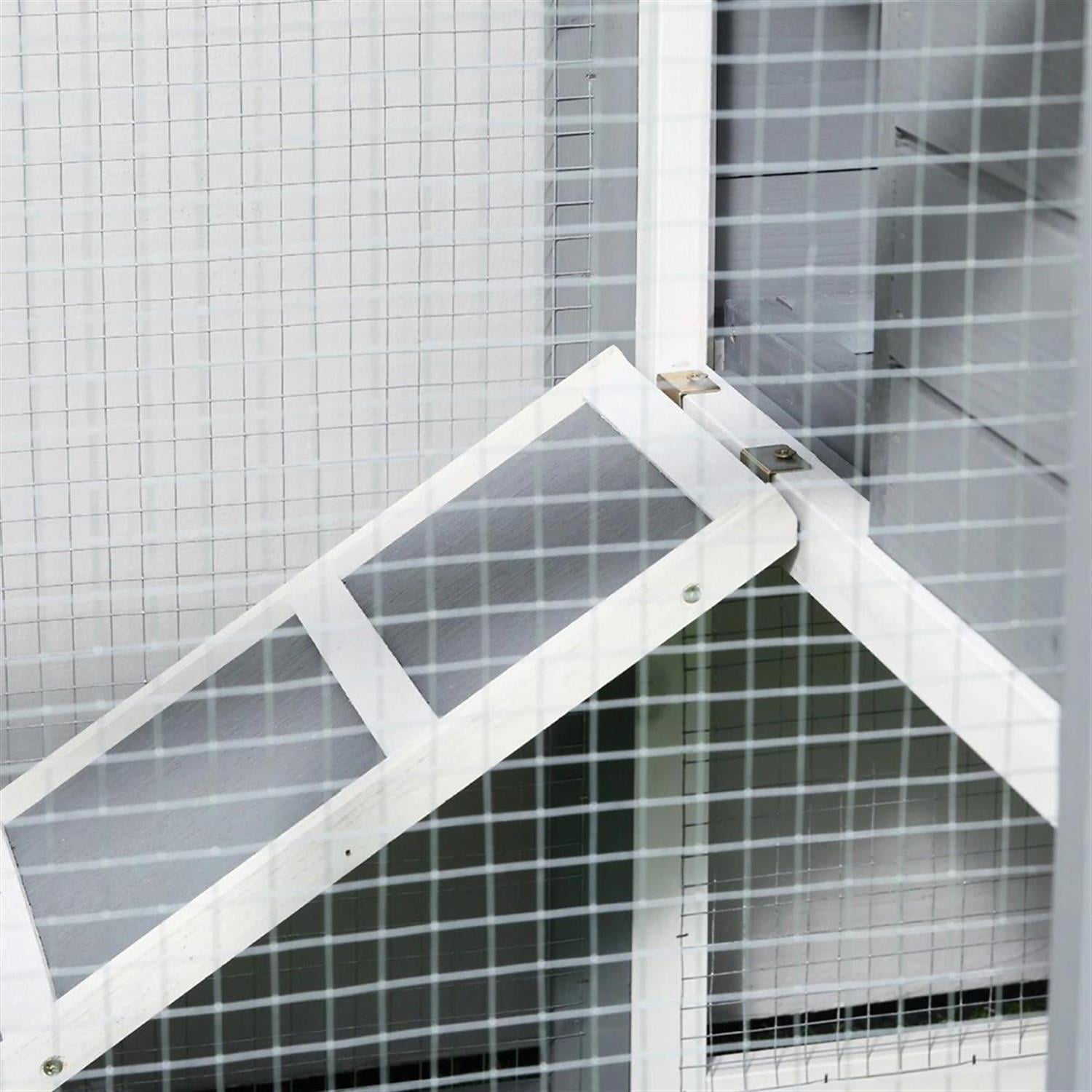 resenkos 48" Wooden Outdoor Bunny Rabbit Hutch with Waterproof Asphalt Roof, Removable Tray & Ramp Garden Backyard Pet House Chicken Coop, Gray