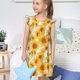 thumbnail image 4 of Fotbe White Marble Pattern Sunflower Vestido de Dormir para Niñas de 3 a 10 Años, Mangas Cortas, Estilo Princesa, Pijama Camisón con Mangas Voladas-XX-Large, 4 of 6