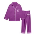 thumbnail image 3 of WOYY Girls Satin Sleepwear Long Sleeve Button Down Shirt Pants Outfits Loungewear, Sizes 3-14, 3 of 3
