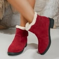 thumbnail image 2 of Winter Snow Boots for Women Suede Plush Fuzzy Warm Ankle Boots Casual Pull on Short Booties, 2 of 6