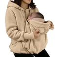 thumbnail image 6 of NIEWTR Women Fleece Zip up Hoodie 2 in 1 Baby Wearing Jacket Maternity Winter Coat Thicken Kangaroo Sweatshirt Baby Wearing Outerwear Coat, 6 of 9