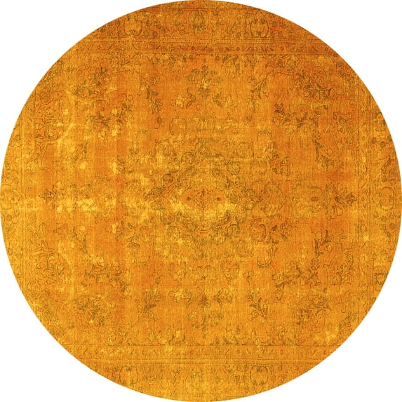 Ahgly Company Indoor Round Persian Yellow Traditional Area Rugs, 5' Round