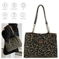 thumbnail image 4 of Yucurem Women Tote Bag Leopard Print Canvas Shoulder Bag With Zipper For Work (Black) Fashion shoulder bag (Black), 4 of 10
