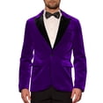 thumbnail image 1 of Chaqueta de traje de terciopelo INSPIRE CHIC para hombres, blazer de terciopelo con solapa en contraste para bodas y fiestas, talla XL, color púrpura, 1 of 5