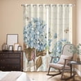 thumbnail image 3 of Kitchen Curtains 84 Inch Length 2 Panels, Blue Hydrangea Grommets Window Treatment Curtain, Spring Floral Leaves Butterfly Vintage Beige Thermal Curtains Drapes for Living Room/Bathroom, 3 of 9