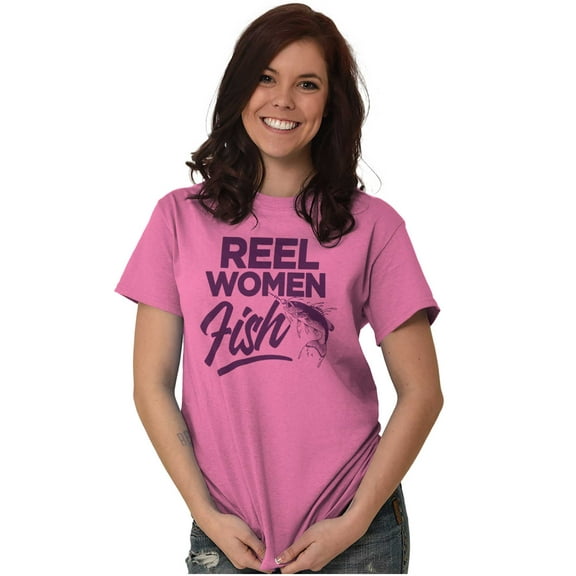 Reel Women Fish Cute Girly Fishing Women's Plus Size Graphic Tee Brisco Brands 2X