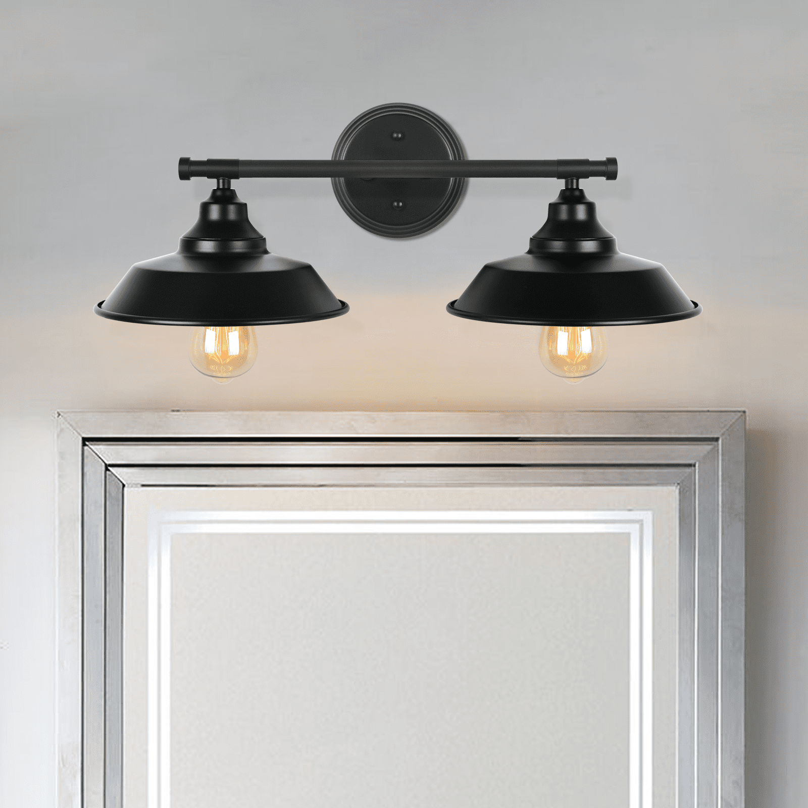 GoYeel 2Lights Vanity Wall Sconce Lighting, Rustic Style Matte Black