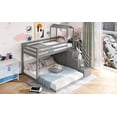 thumbnail image 6 of [US IN STOCK] Twin over Full House Roof Bunk Bed with Staircase and Shelves, Gray, 6 of 9
