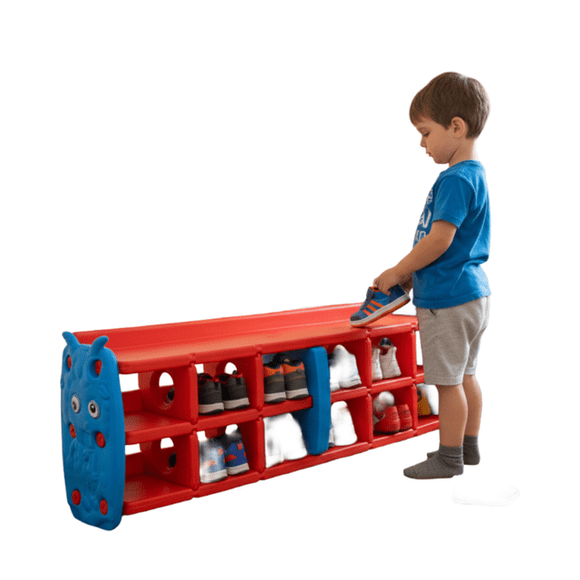 PLAYOUT KIDS | Zapatera Infantil Modular de Plástico con 12 Cubos y Diseño de Animales 1.30m