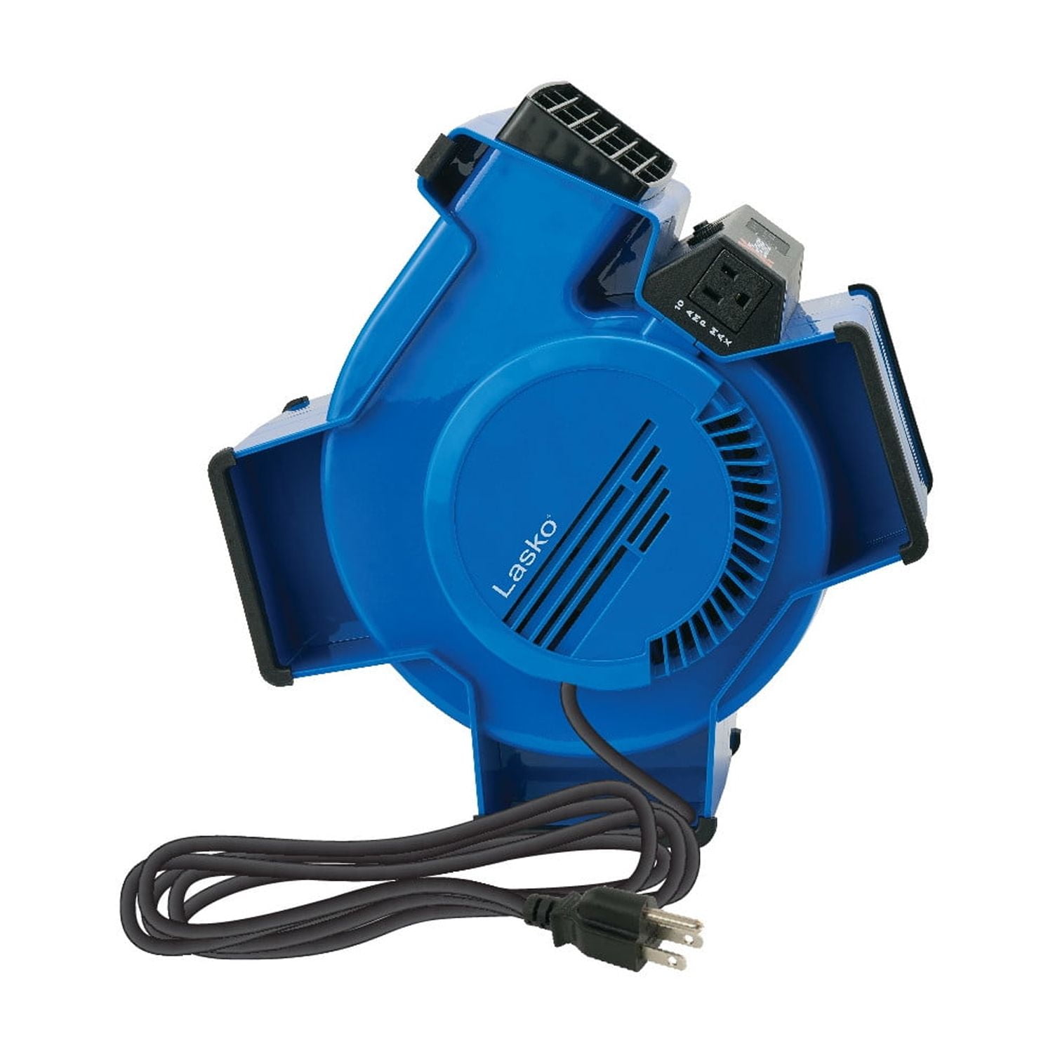 Lasko X-Blower 11" High Velocity Utility Blower Fan with USB Ports and Built-In Outlet for Cooling and Drying, Blue, X12905