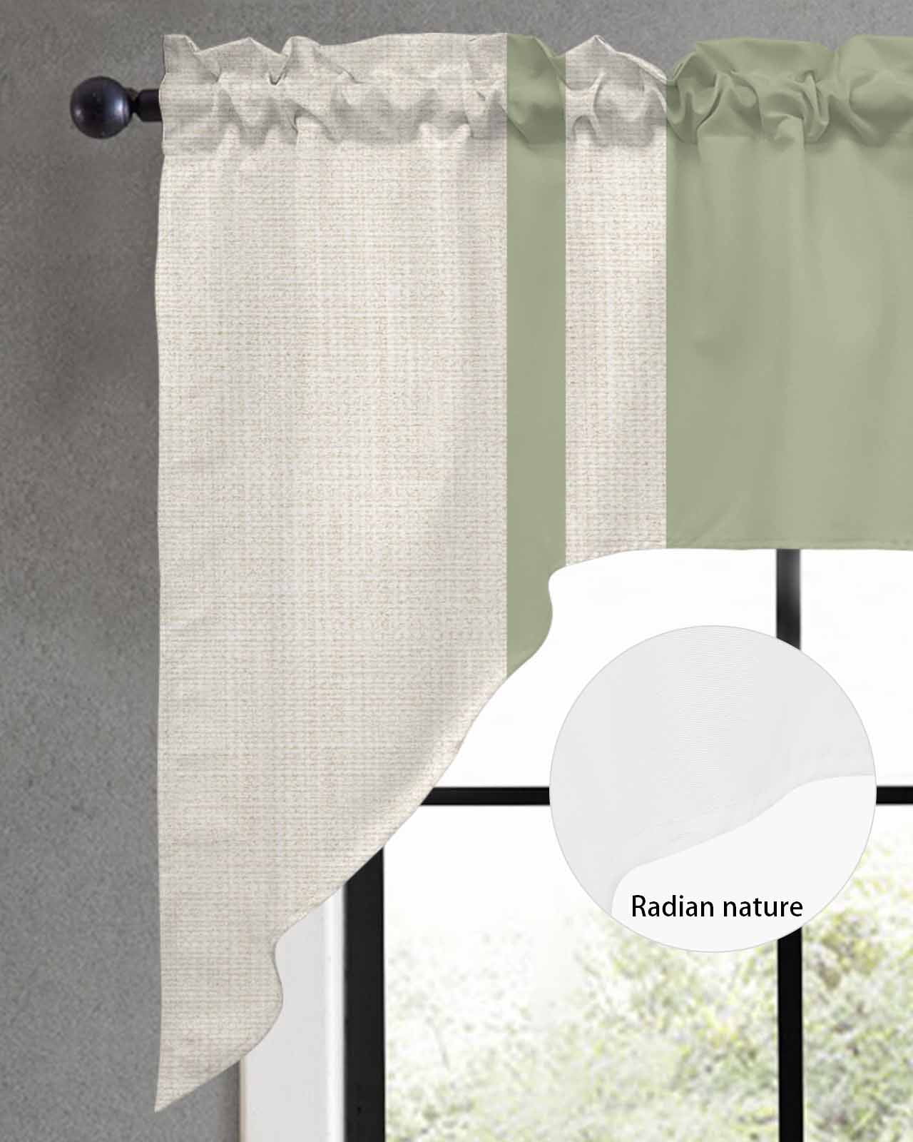 Swag Curtain Valances Sage Green Stripe Lines Swag Valances for Kitchen Windows Linen Striped Window Treatment Curtains Drapes for Kitchen Bedroom Living Room Bathroom Over Sink 56"x36"