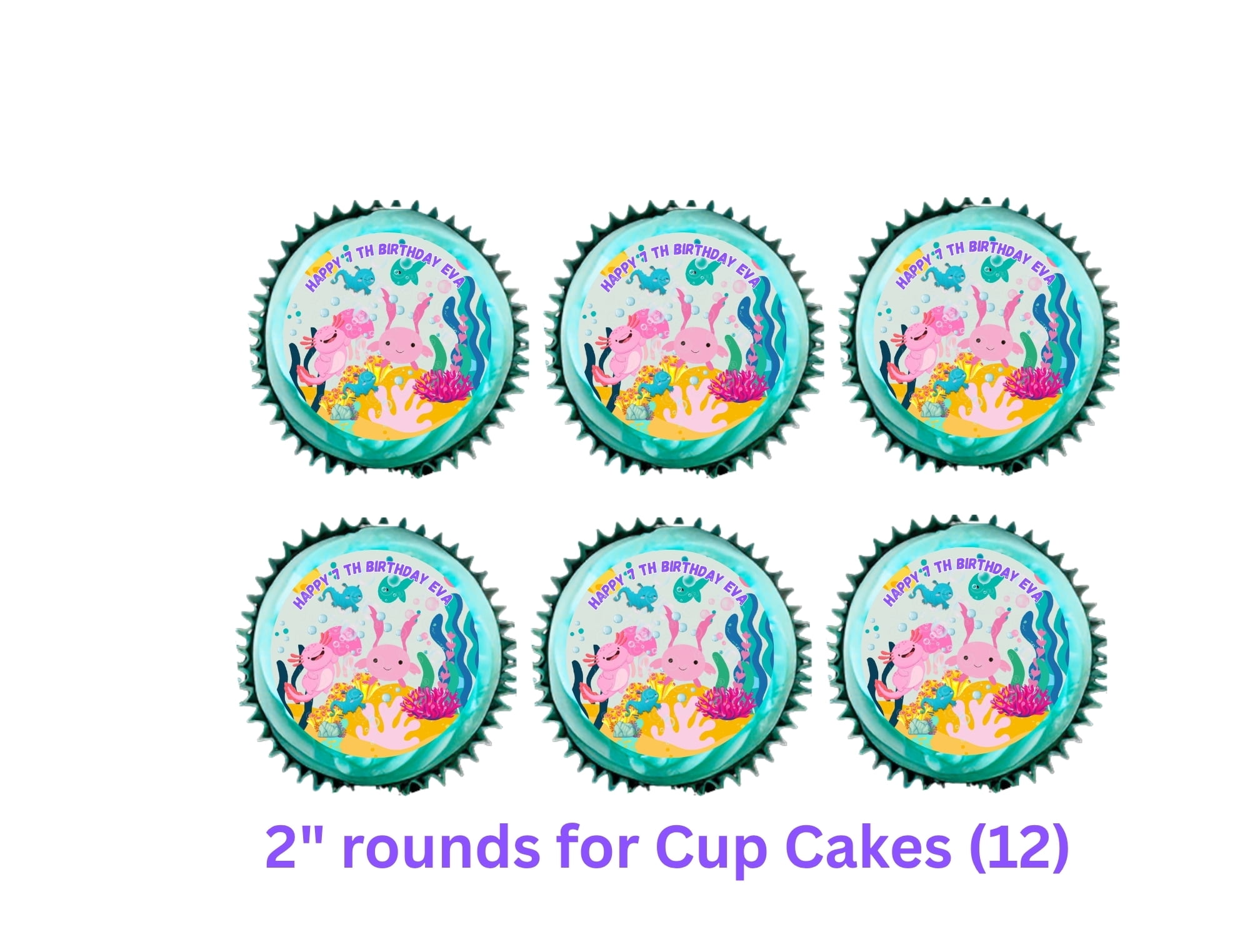 Axolotl Edible  Cake Topper, Axolotl Edible Topper, 1/4 Sheet,  Sugar Paper, Custom