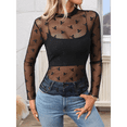 thumbnail image 4 of Blusa de de Larga para Mujer con Cuello Alto Transparente Negro M, 4 of 10