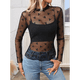 thumbnail image 4 of Blusa de de Larga para Mujer con Cuello Alto Transparente Negro L, 4 of 10