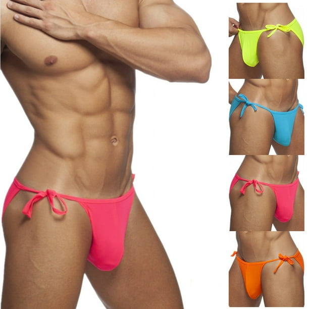 Bañador de hombre de color liso con tirantes para adultos, pantalones de playa sexis, bañador de bikini de cintura baja para hombre