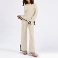 thumbnail image 5 of clear 50% off Usmixi Holiday Lounge Set for Women Womens 2 Pieces Palazzo Pant Set Side Slit Long Sleeve Pullover Tops Matching Outfit Set Ladies Casual Solid Loose Homewear Set up to 60% off, 5 of 6