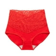 thumbnail image 1 of Aayomet Strings pour Femmes Slip Abdominal en Dentelle à Taille Haute en Coton (Rouge, M), 1 of 2