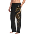 thumbnail image 3 of Mens Pajama Pants - Soft Sleep & Lounge Pants for Men, Golden Dragon Tattoo Art Cuteness Casual PJ Bottoms Pants with Pockets, 3 of 5