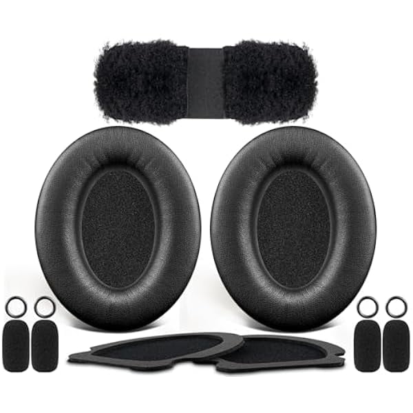 wonima02 Replacement Kit for Bose Aviation X A10/A20 Headsets, Soft Protein Leather Earpad Cushions + Headband + Microphone Foam Covers - Black