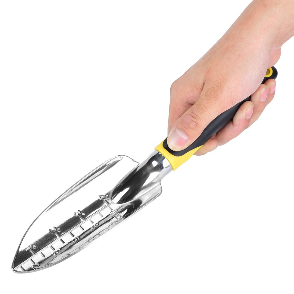 Daboolka Trowel, Shovel, Spade, Rake for Yard Work 5-Piece Yellow Plastic Garden Tool Set