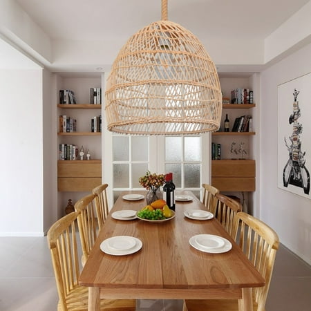 

40x35cm Wicker Rattan Pendant Light Fixture Vintage Hanging Lamps Ceiling Lights for Christmas Decorations Bbonlinedress