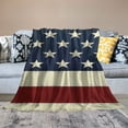 thumbnail image 2 of PRATYUS 4th of July America USA Rustic Red White Blue Stripes Stars Flannel Blanket Soft Plush Blankets for All Seasons Lightweight Blanket 40x50in, 2 of 6