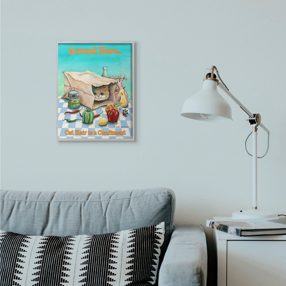 Stupell Industries Cat Hair Is A Condiment Funny Pet Cartoon Design Framed Wall Art by Gary Patterson