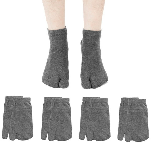 4 pairs of men's socks Short tube two fingered socks Sweat-absorbing deodorant split toe socks,dark grey