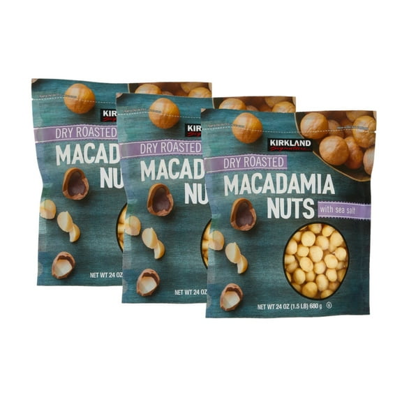 3 Pack | Kirkland Signature Dry Roasted Macadamia Nuts, 24 oz.