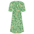 thumbnail image 4 of Vestido Corto para las Mujeres Cuello Redondo Manga Corta Impresa Suéter, Moda Casual Estilo Línea, 4 of 5